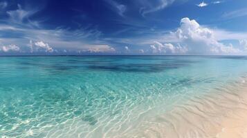 Tranquil Ocean View With White Sand Beach and Blue Sky in the Afternoon photo