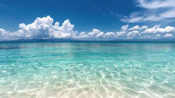 Tranquil Ocean View With White Sand Beach and Blue Sky in the Afternoon photo