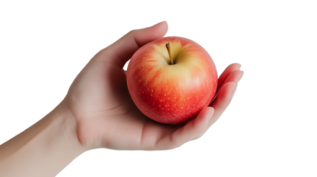 Apple on open hand - top view on Open Hand - Top View png