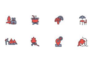 Camping icon set..Editable stroke.linear style sign for use web design,logo.Symbol illustration. vector