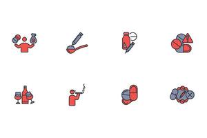 drugs icon set..Editable stroke.linear style sign for use web design,logo.Symbol illustration. vector