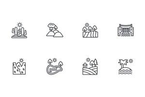 Landscape icon set..Editable stroke.linear style sign for use web design,logo.Symbol illustration. vector