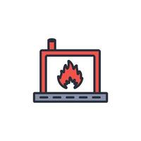 Fireplace icon. .Editable stroke.linear style sign for use web design,logo.Symbol illustration. vector
