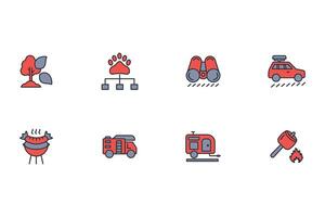 Camping icon set..Editable stroke.linear style sign for use web design,logo.Symbol illustration. vector