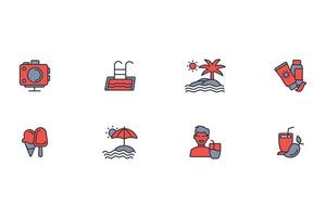 Summer icon set..Editable stroke.linear style sign for use web design,logo.Symbol illustration. vector