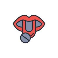 Tongue icon. .Editable stroke.linear style sign for use web design,logo.Symbol illustration. vector