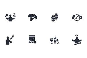 drugs icon set..Editable stroke.linear style sign for use web design,logo.Symbol illustration. vector