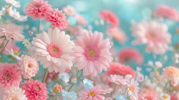 Colorful Spring Flowers Blooming in a Garden Under Soft Natural Light photo