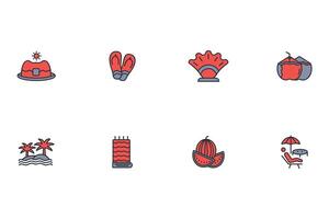 Summer icon set..Editable stroke.linear style sign for use web design,logo.Symbol illustration. vector