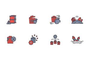 Waste icon set..Editable stroke.linear style sign for use web design,logo.Symbol illustration. vector