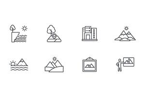 Landscape icon set..Editable stroke.linear style sign for use web design,logo.Symbol illustration. vector