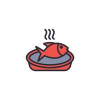 fish meal icon. .Editable stroke.linear style sign for use web design,logo.Symbol illustration vector