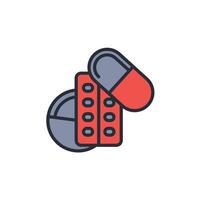 pills icon. .Editable stroke.linear style sign for use web design,logo.Symbol illustration. vector