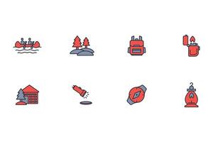 Camping icon set..Editable stroke.linear style sign for use web design,logo.Symbol illustration. vector