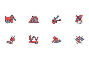 Camping icon set..Editable stroke.linear style sign for use web design,logo.Symbol illustration. vector