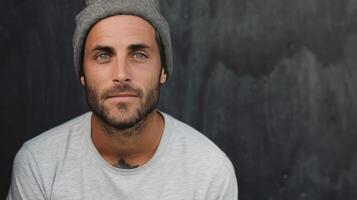 Male Profile in Dramatic Lighting During a Contemplative Moment photo