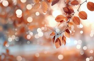 Autumn Leaves Glimmering With Bokeh Lights in a Serene Setting photo