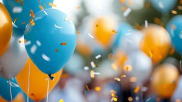 Colorful Balloons Floating Against a Sparkling Background at a Celebration photo