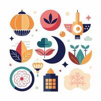 A diverse collection of vibrant icons set against a plain white backdrop vector