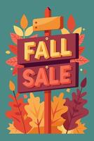 A fall sale sign with leaves and branches on a beige background vector