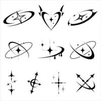 Set of Y2k shapes trendy retro futuristic design elements vector