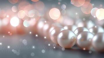 Elegant Pearl Necklace Displayed With Bokeh Background photo