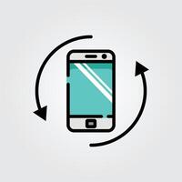 Colored outline rotation icon logo illustration design, for smartphone features theme design vector