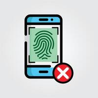 Colored outline wrong fingerprint icon logo illustration design, for smartphone features theme design vector