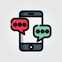 Colored outline mobile message icon logo illustration design, for smartphone features theme design vector