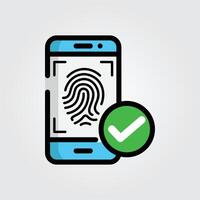 Colored outline fingerprint is correct icon logo illustration design, for smartphone features theme design vector