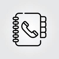Line art phone book icon logo illustration design, for smartphone features theme design vector