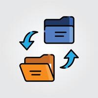 Colored outline transfer file icon logo illustration design, for smartphone features theme design vector