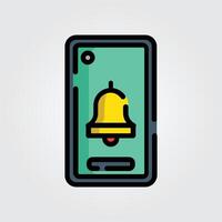 Colored outline notification icon logo illustration design, for smartphone features theme design vector