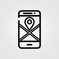 Line art mobile maps icon logo illustration design, for smartphone features theme design vector