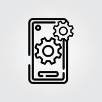 Line art mobile setting icon logo illustration design, for smartphone features theme design vector