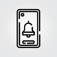 Line art notification icon logo illustration design, for smartphone features theme design vector
