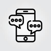 Line art mobile message icon logo illustration design, for smartphone features theme design vector