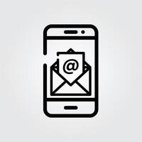 Line art email icon logo illustration design, for smartphone features theme design vector