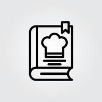 Line art recipe book icon logo illustration design, for cooking theme design vector