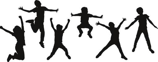 Silhouette kids jumping vector
