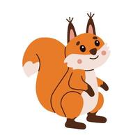 Flat style illustration of a cute squirrel with a fluffy tail sitting happily Perfect for children designs, greeting cards, and digital projects Friendly character suitable for various creative uses vector