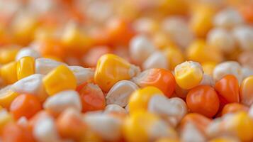 Colorful Maize Kernels Displayed at a Local Market in Autumn photo