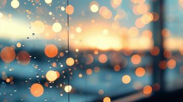Warm Candles on a Windowsill During a Cozy Sunset With String Lights photo