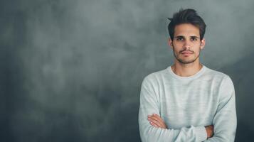 Male Profile in Dramatic Lighting During a Contemplative Moment photo