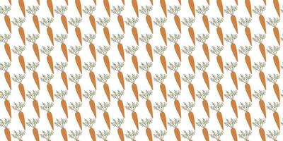 Flat or Cartoon Carrots Seamless pattern. Background Illustration with Orange Raw Vegetables isolated on White. Autumn Harvest Color Template for Textile, Fabric, Wrapping, Festive Decoration vector