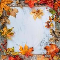 White Frame Surrounded by Fall Decor photo