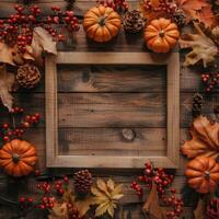 White Frame Surrounded by Fall Decor photo
