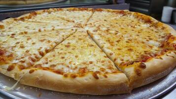Pizza on Metal Pan on Table photo