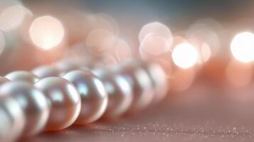 Elegant Pearl Necklace Displayed With Bokeh Background photo