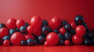 Red and Blue Balloons on Red Background photo